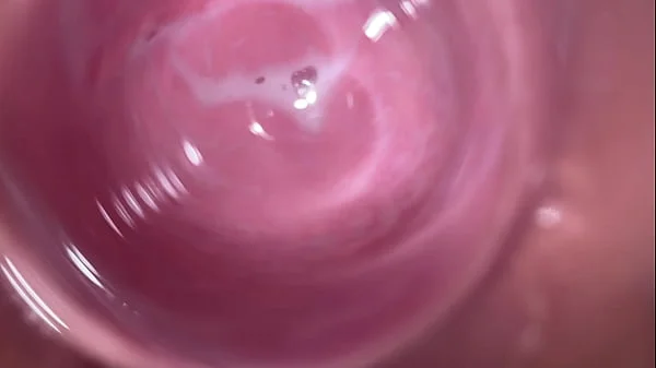 Camera deep inside Mia's teen creamy pussy