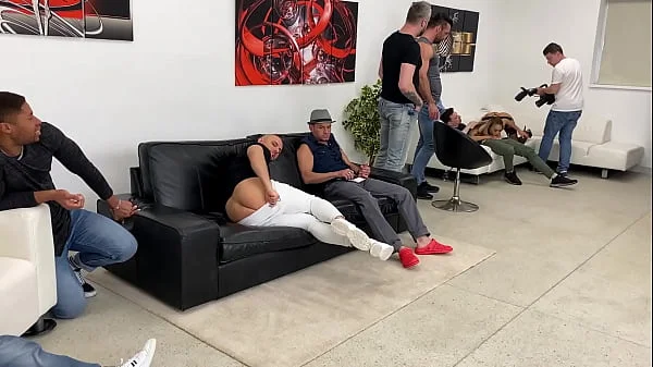 Backstage Mega Gangbang Monika Fox With 7 Dicks Doing Hard DAP, Anal And Many Drink Pee