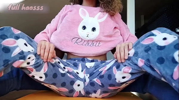 stepbrother petting small tits and wet pussy in pajamas