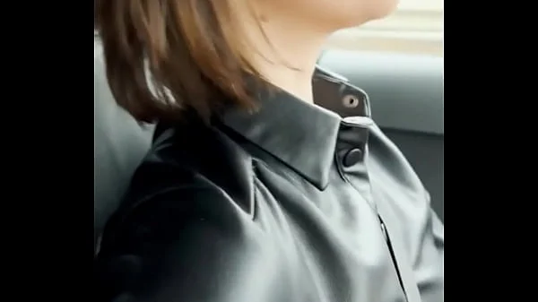 he really wants to get sucked in the car, so I stop to swallow his sperm