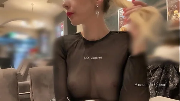 My nipples became hard under a see-through blouse in a crowded cafe.