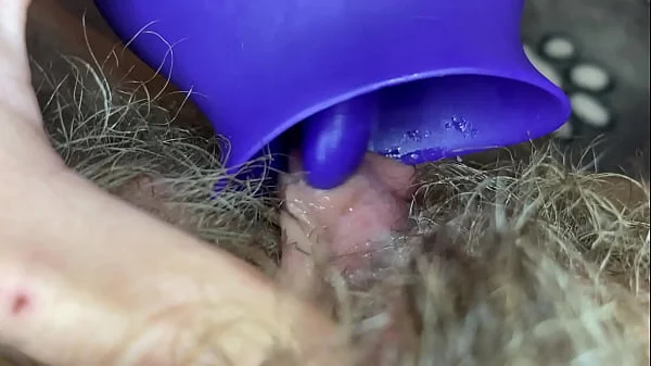 Extreme closeup big clit licking toy orgasm hairy pussy