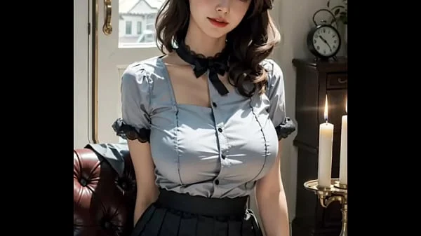 (3D ANIMATED HENTAI ASIAN MODEL) wearing a maid outfit (with pussy masturbation ASMR sound!)