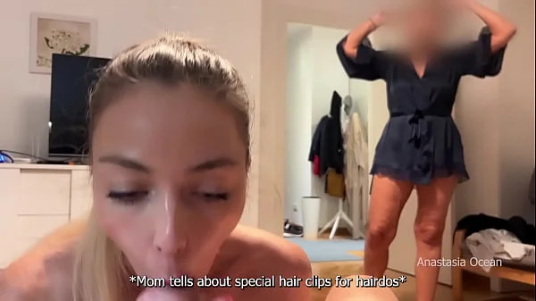 My stepmom caught me giving a blowjob to my boyfriend. We were talking and she watched and he cum.