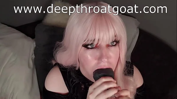 E Girl Deepthroats Huge Bad Dragon Dildo And Cries Black Tears