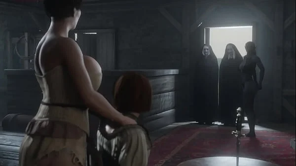 Two big dicks greatly surprised the MILF.. Hot animation 3d futa threesome.