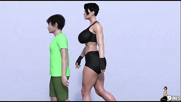 Big tit personal trainer face fucked by her wimpy client. (preview)