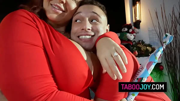 Chubby milf stepmom Natasha Nice getting anal fucked by stepson for Xmas
