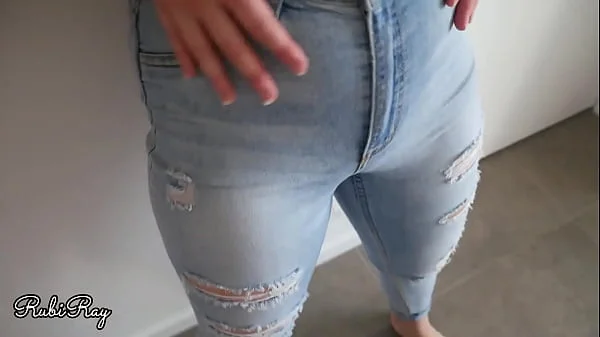 Step Sister begs for cum in her panties and Denim Jeans - Rubiray amateur couple