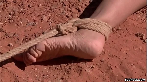 Hitchhiker bound and fucked in desert